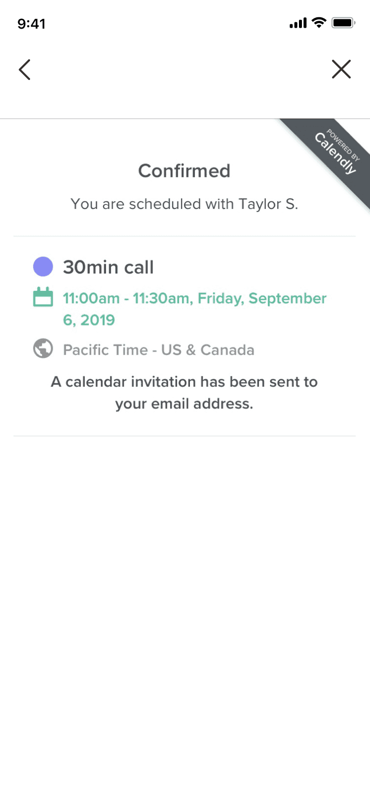 screenshot mobile appointment confirmed